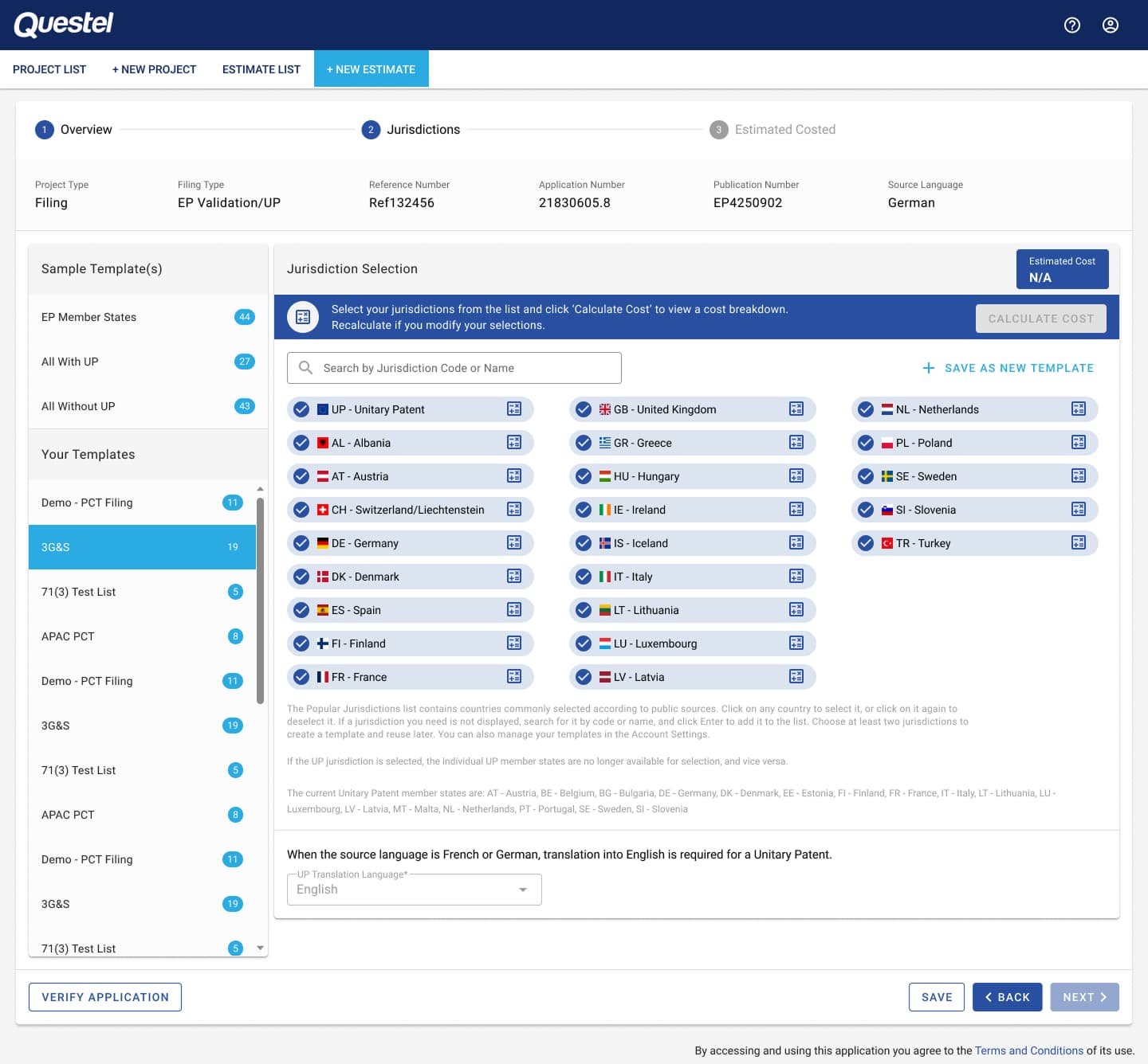Questel Services Portal footer