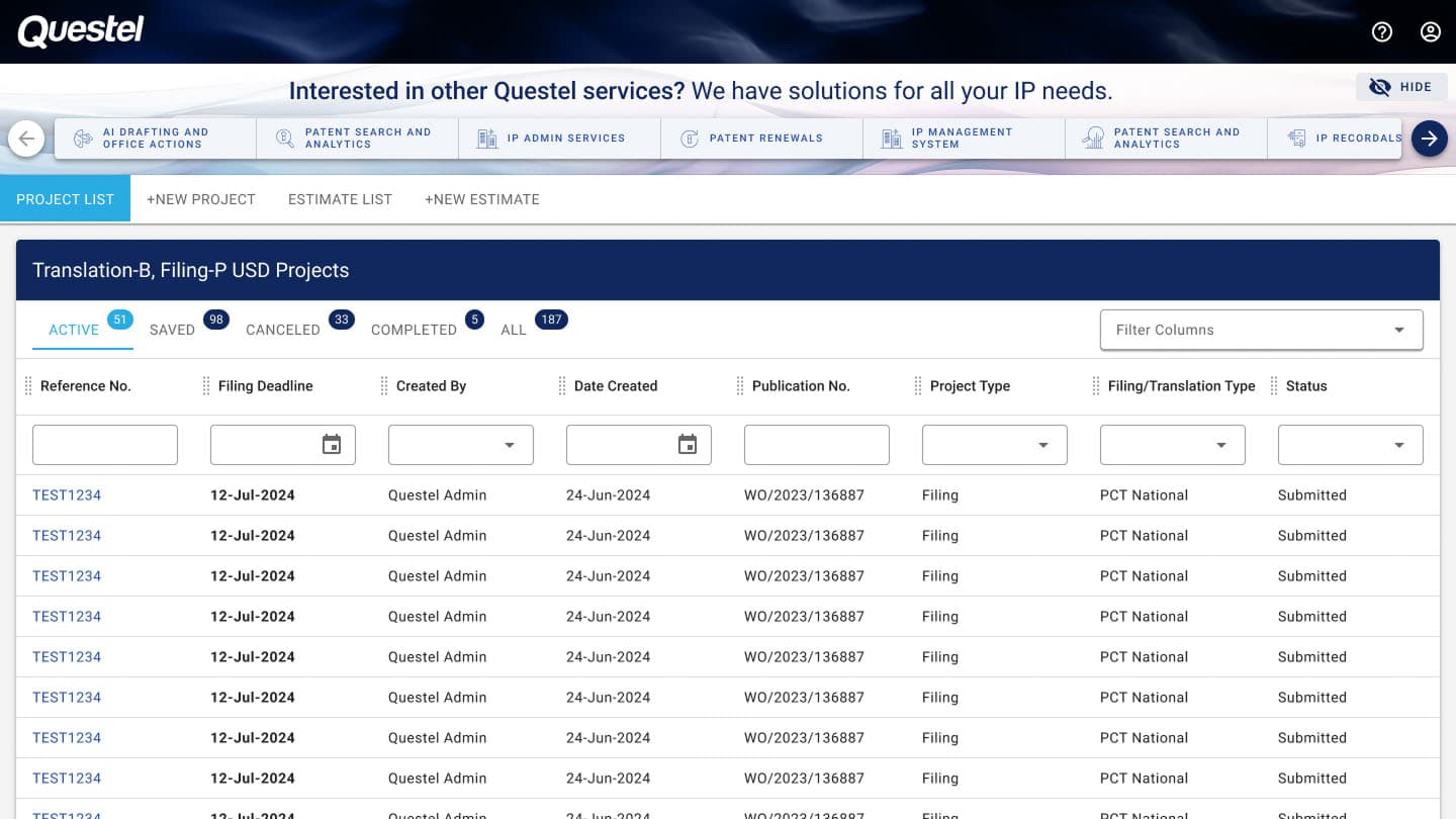 Questel Services Portal